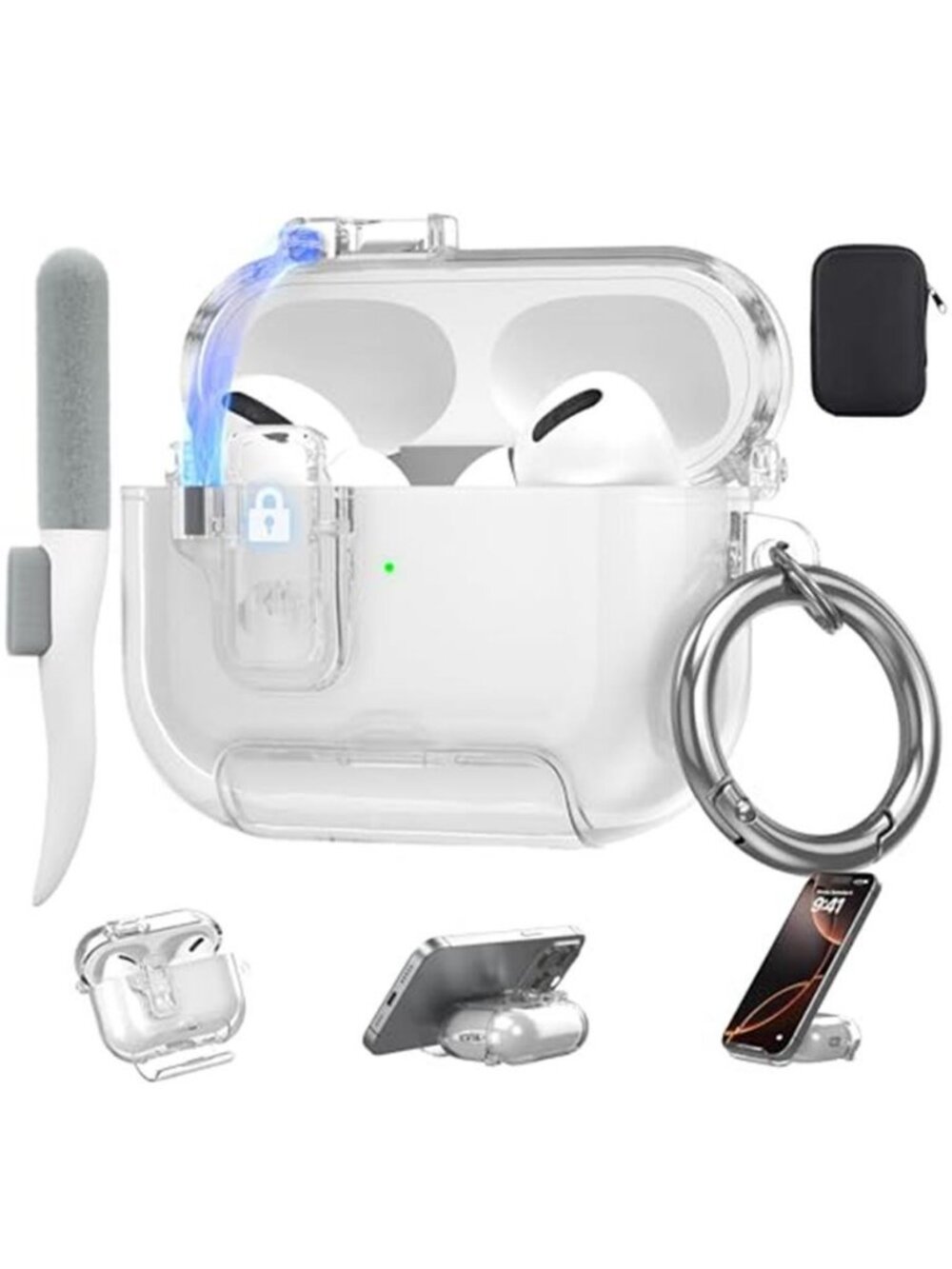 Clear Drop Protection Cover for AirPods Pro 3 Case with Magnetic Lock,White - E